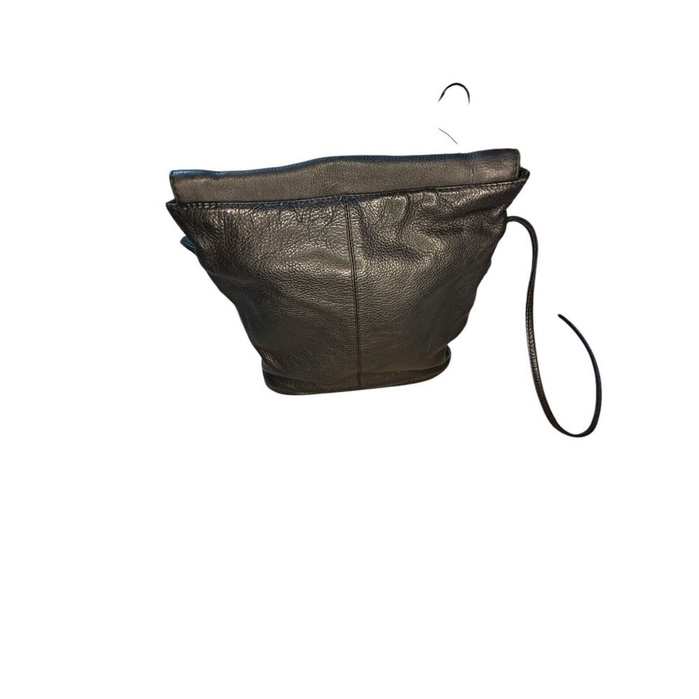 KENNETH‎ COLE REACTION Black Leather 2 Pocket Shoulder Bag Crossbody Purse - Picture 2 of 9